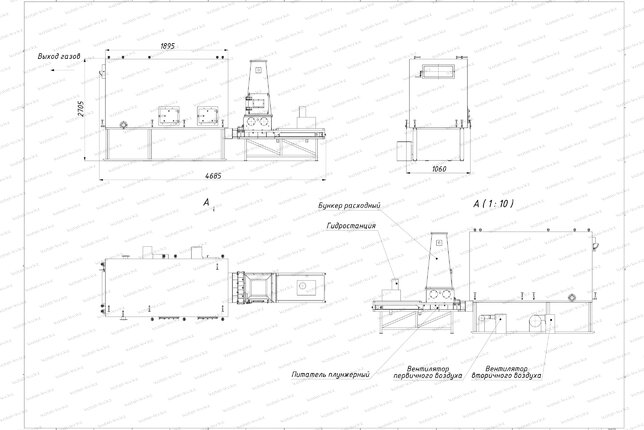 Чертеж котла на щепе и опилках 350 кВт